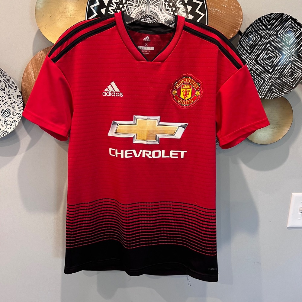 Adidas Manchester United Home Jersey Red Black Climalite Soccer Shirt Mens Small